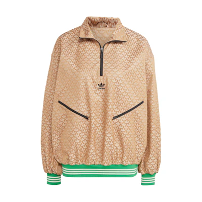 (Women) adidas Originals Adicolor 70s Brown Half-Zip Retro Monogram Track Jacket IK7883