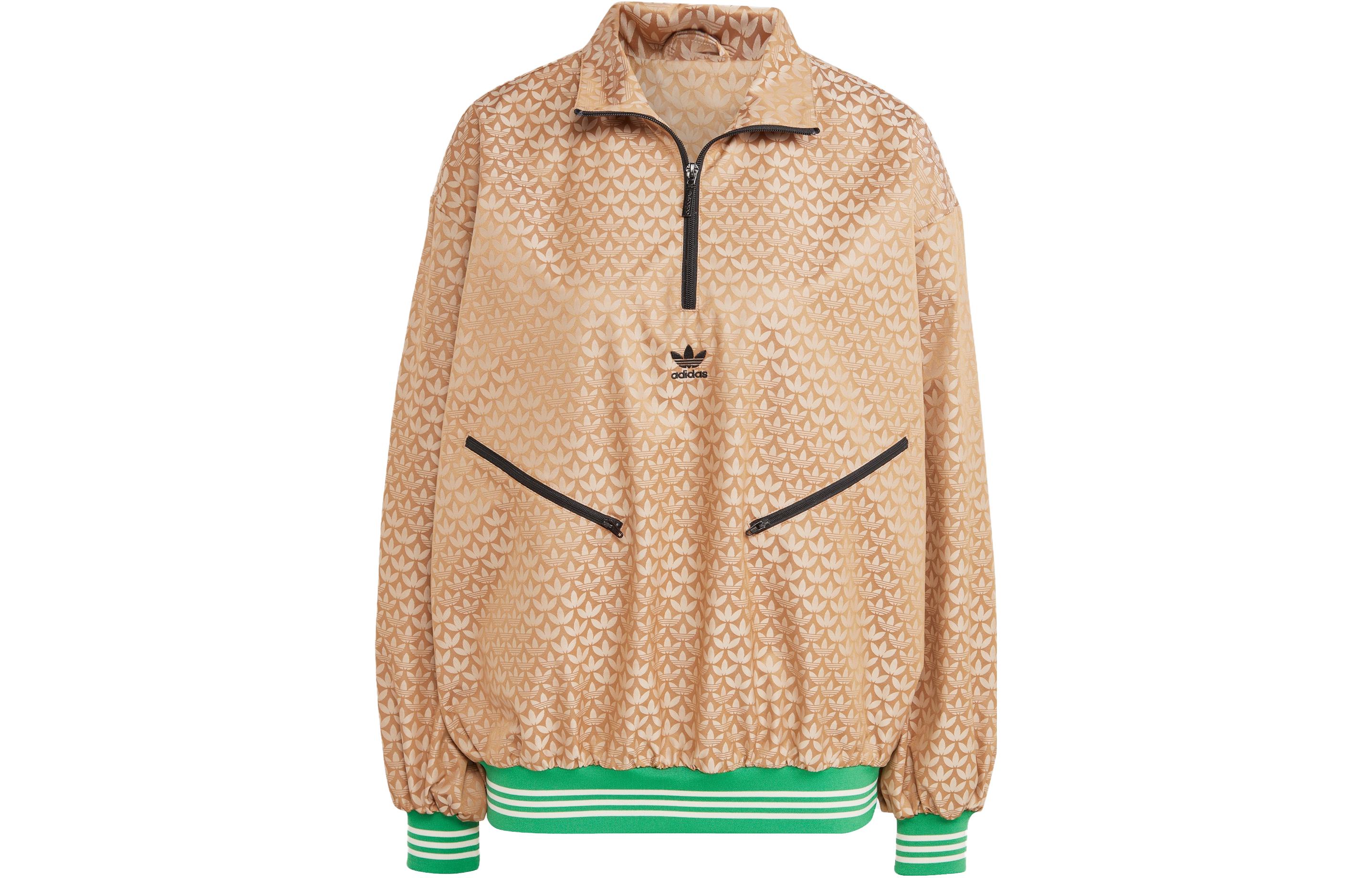 (Women) adidas Originals Adicolor 70s Brown Half-Zip Retro Monogram Track Jacket IK7883 圖 2