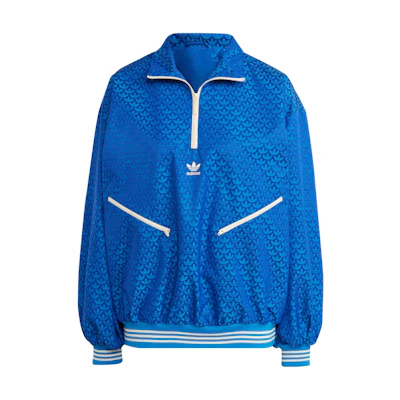 (Women) adidas Originals Adicolor 70s Half-Zip Monogram Pullover Jacket Blue IK7882