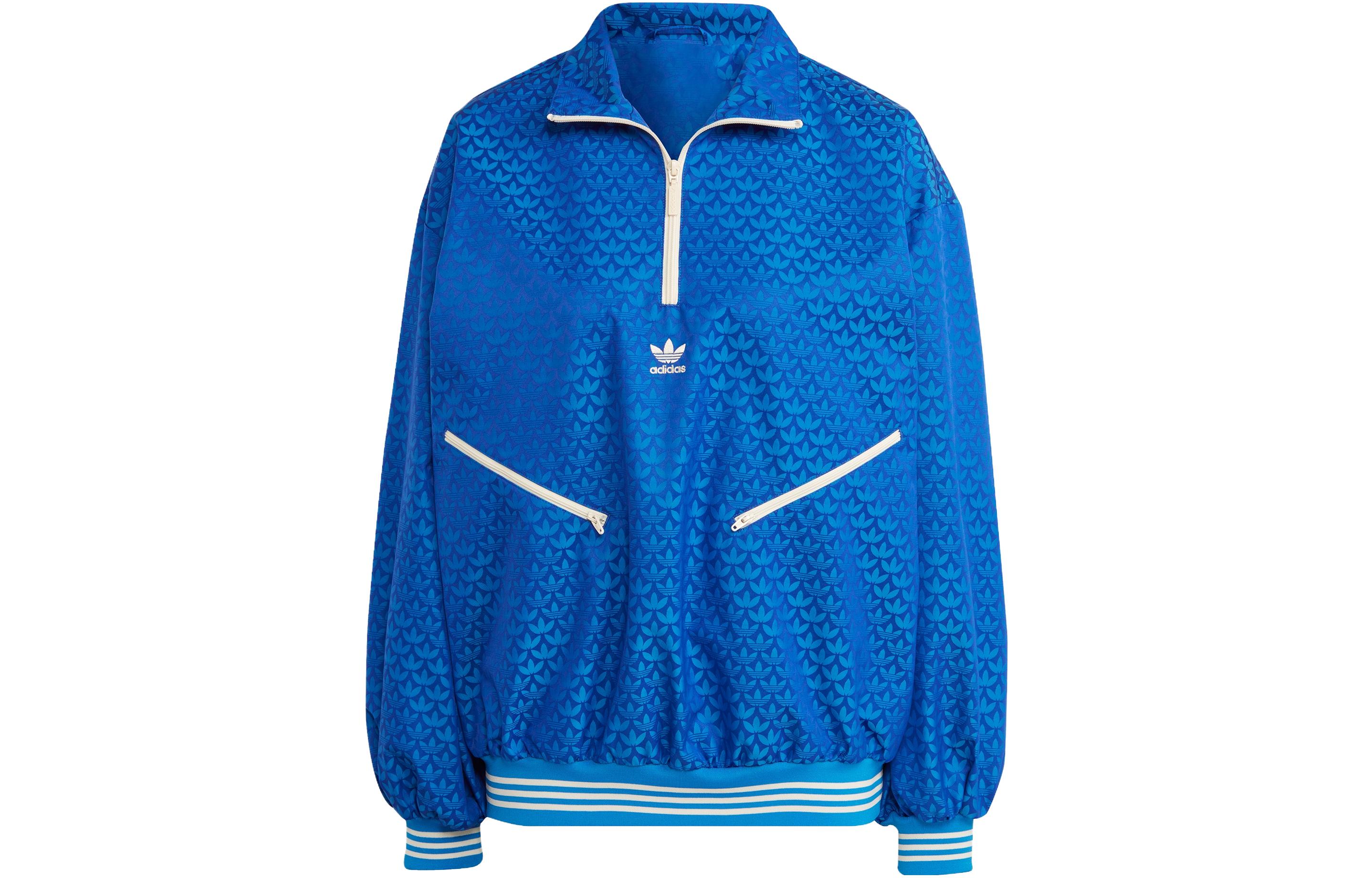 Order (W) adidas Originals Adicolor 70s Half-Zip Monogram Pullover Jaket Biru IK7882