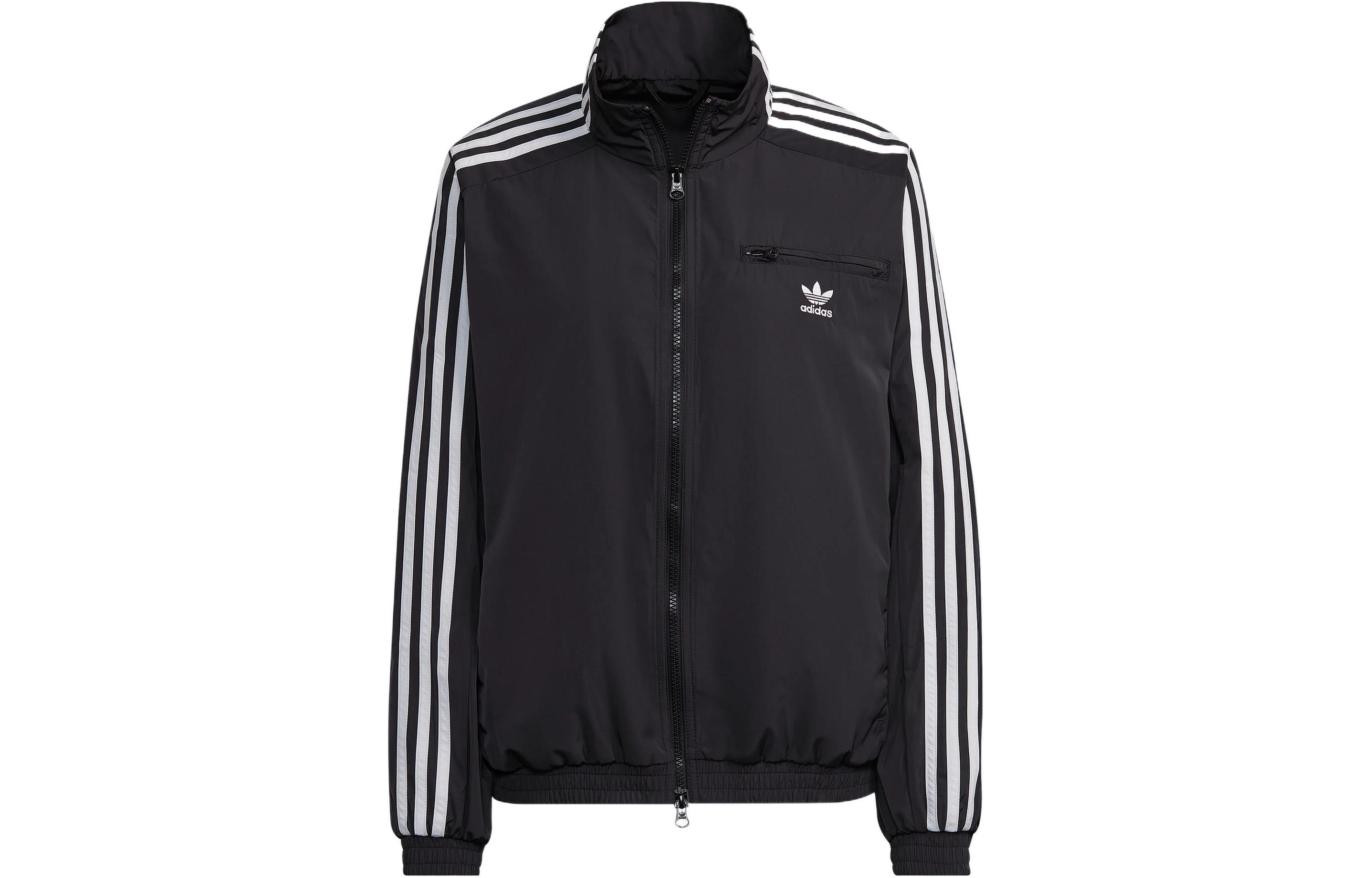 (Women) adidas Originals Adicolor Black Track Jacket Retro Stripe Logo Design HM2152