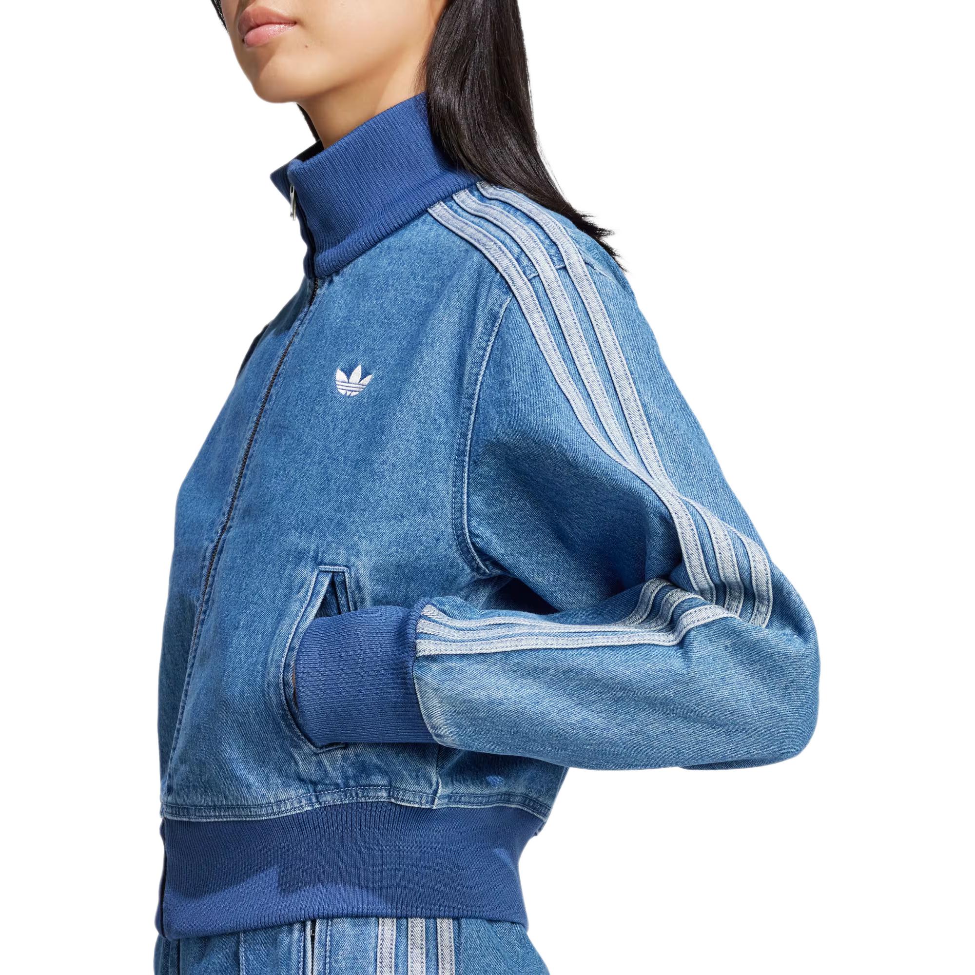 Details for (W) 아디다스 오리지널스 아디컬러 데님 빈티지 인디고 스트라이프 집업 재킷 JD2570