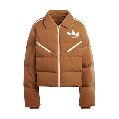 (Women) adidas Originals Adicolor Heritage Now Brown Velvet Puffer Jacket Winter IB2028