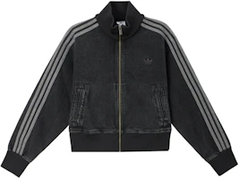 (Women) adidas Originals Adicolor Retro Track Jacket Zip Denim Black Striped JD3110 (Women) adidas Originals Adicolor Retro Track Jacket Zip Denim Black Striped JD3110