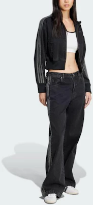 (Women) adidas Originals Adicolor Retro Track Jacket Zip Denim Black Striped JD3110 Details for (Women) adidas Originals Adicolor Retro Track Jacket Zip Denim Black Striped JD3110