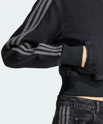 (Women) adidas Originals Adicolor Retro Track Jacket Zip Denim Black Striped JD3110 Sizing (Women) adidas Originals Adicolor Retro Track Jacket Zip Denim Black Striped JD3110
