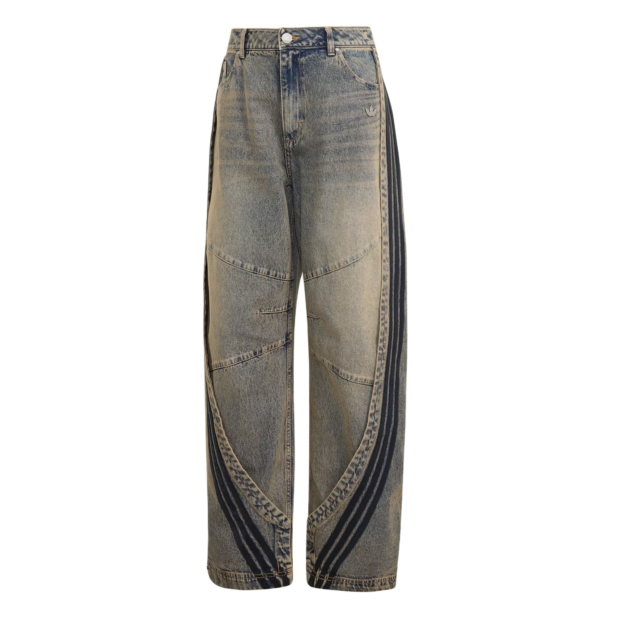 (Women) adidas Originals Adilenium 5.0 Banana Overlay Striped Denim Joggers Loose Fit KY5189