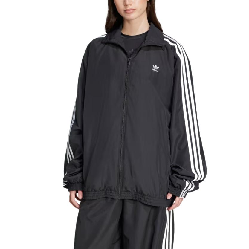 (Women) adidas Originals ADILENIUM Oversized Striped Retro Track Jacket Black Women JD3392 圖 3