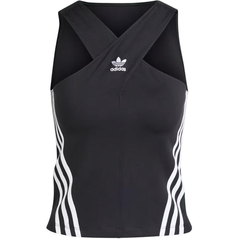 (Women) adidas Originals ADILENIUM Slim Striped Logo Tank Top Black. JM9258