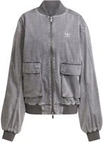 (Women) adidas Originals Adilenium SS24 Grey Long Sleeve Bomber Jacket JM9264 (Women) adidas Originals Adilenium SS24 Grey Long Sleeve Bomber Jacket JM9264