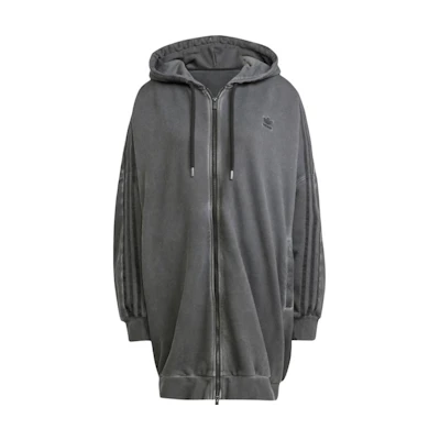 (Women) adidas Originals Adilenium Washed Full-Zip Hoodie Relaxed Fit - Grey JM9249