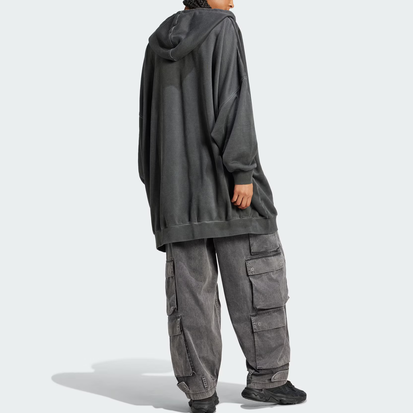 (Women) adidas Originals Adilenium Washed Full-Zip Hoodie Relaxed Fit - Grey JM9249 圖 4