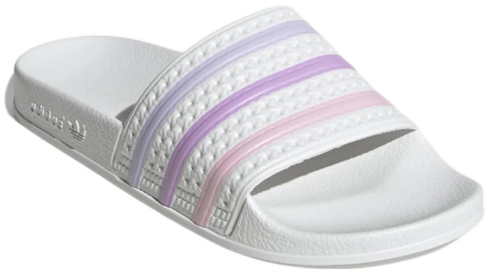 (Women) adidas Originals Adilette Slides 'White Purple' FZ5947 Lookbook (Women) adidas Originals Adilette Slides 'White Purple' FZ5947