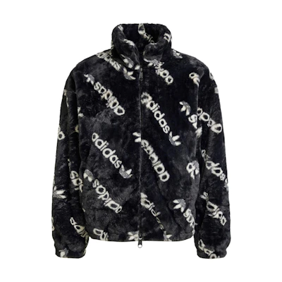(Women) adidas Originals Allover Print Fur Tonal Relaxed Jacket Black IW5920