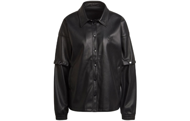 (Women) adidas Originals Black Casual Sports Jacket with Logo and Collar HF2021