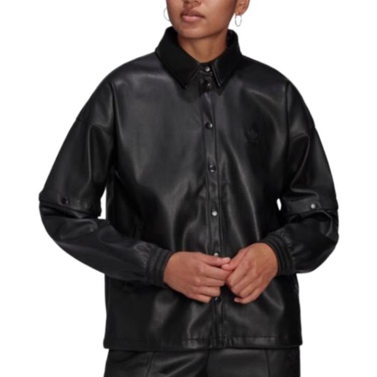 Details for (W) 아디다스 오리지널 블랙 로고 카라 캐주얼 스포츠 자켓 HF2021