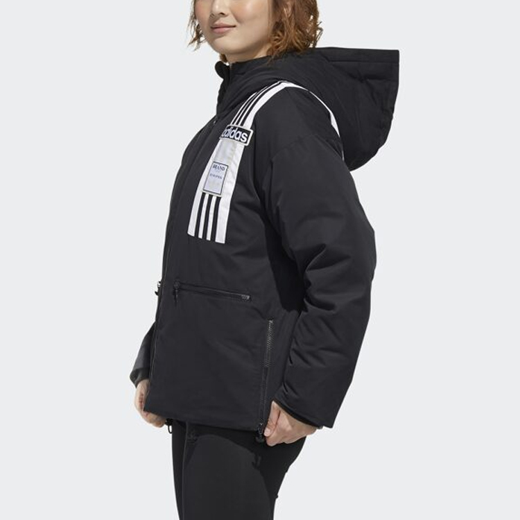 Details for (W) 阿迪达斯三叶草黑色连帽羽绒夹克冬季款 GL6411