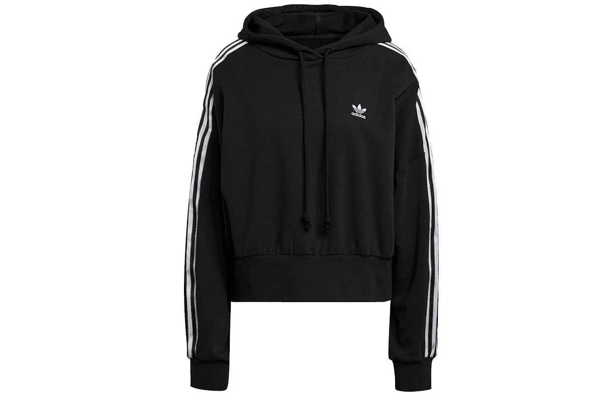 (Women) adidas Originals Black Hoodie Retro Pullover with Side Stripes H37812