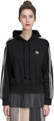 (Women) adidas Originals Black Hoodie Retro Pullover with Side Stripes H37812 3