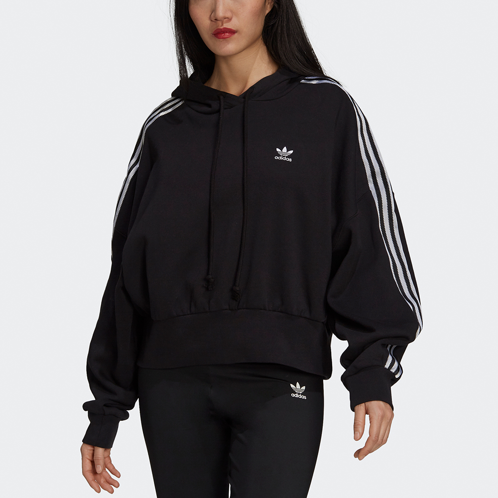 (Women) adidas Originals Black Hoodie Retro Pullover with Side Stripes H37812 圖 3
