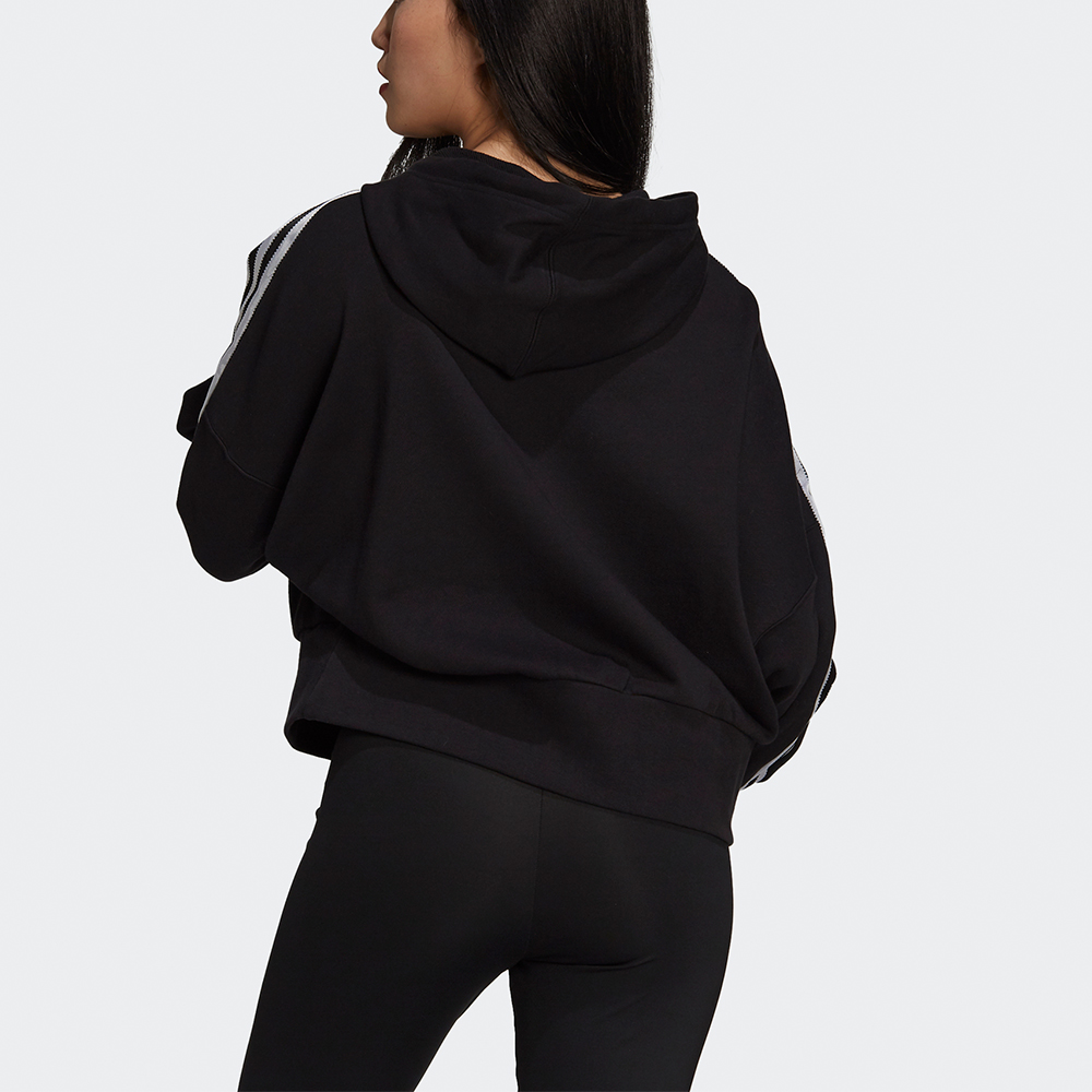 (Women) adidas Originals Black Hoodie Retro Pullover with Side Stripes H37812 圖 4