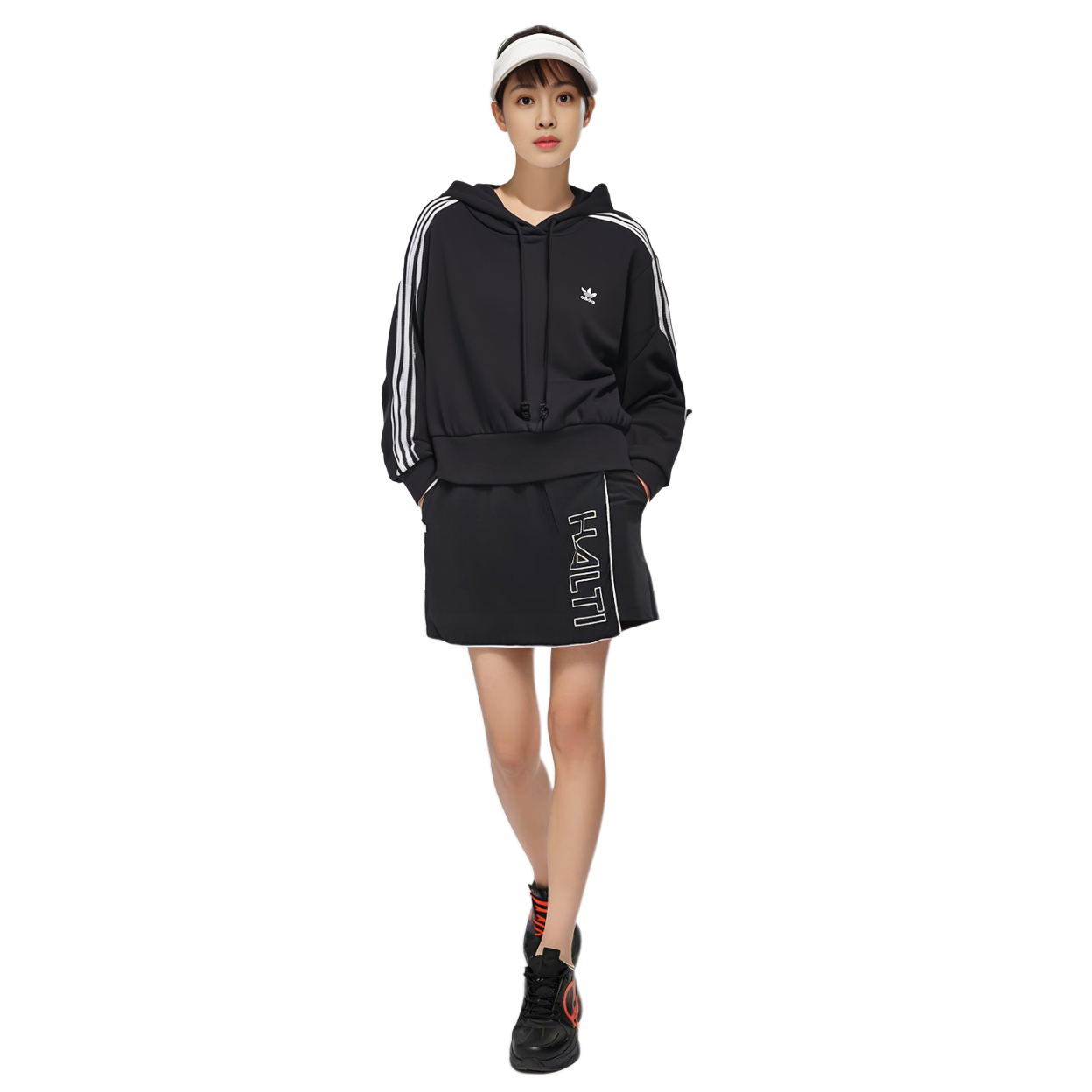 (Women) adidas Originals Black Hoodie Retro Pullover with Side Stripes H37812 圖 7