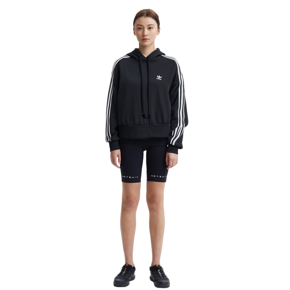 (Women) adidas Originals Black Hoodie Retro Pullover with Side Stripes H37812 圖 8