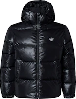 (Women) Adidas Originals Black Logo Puffer Jacket with Hood and Zip Cuffs H36774 (Women) Adidas Originals Black Logo Puffer Jacket with Hood and Zip Cuffs H36774