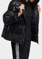 Purchase (Women) Adidas Originals Black Logo Puffer Jacket with Hood and Zip Cuffs H36774