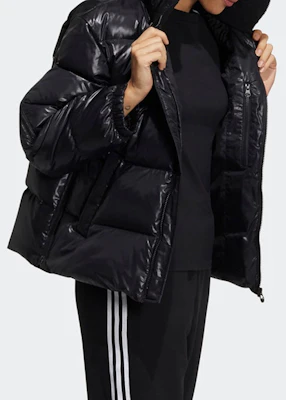 (W) Adidas Originals 黑色連帽徽標羽絨外套配拉鍊袖口 H36774 Purchase (W) Adidas Originals 黑色連帽徽標羽絨外套配拉鍊袖口 H36774