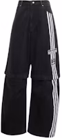 (Women) adidas Originals Black Logo Stripe Wide-Leg Cotton Casual Pants JD0082 (Women) adidas Originals Black Logo Stripe Wide-Leg Cotton Casual Pants JD0082