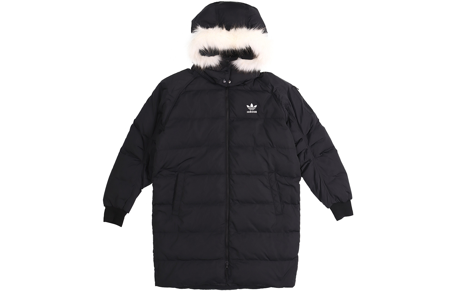 (Women) Adidas Originals Black Long Bomber Hooded Down Coat Winter Jacket FL0042