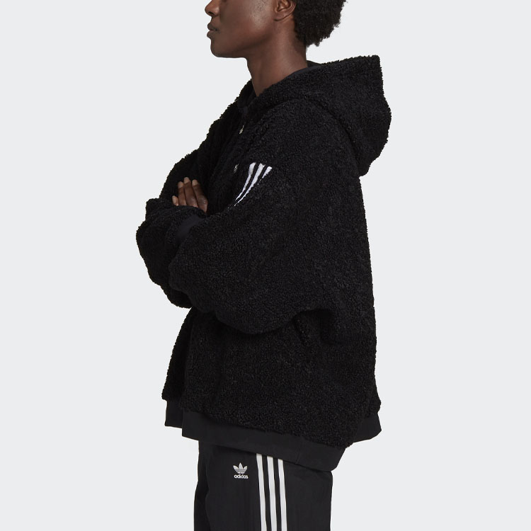 Purchase (W) Adidas Originals Hoodie Jaket Fleece Hitam Pink Zipper Penuh FU3825