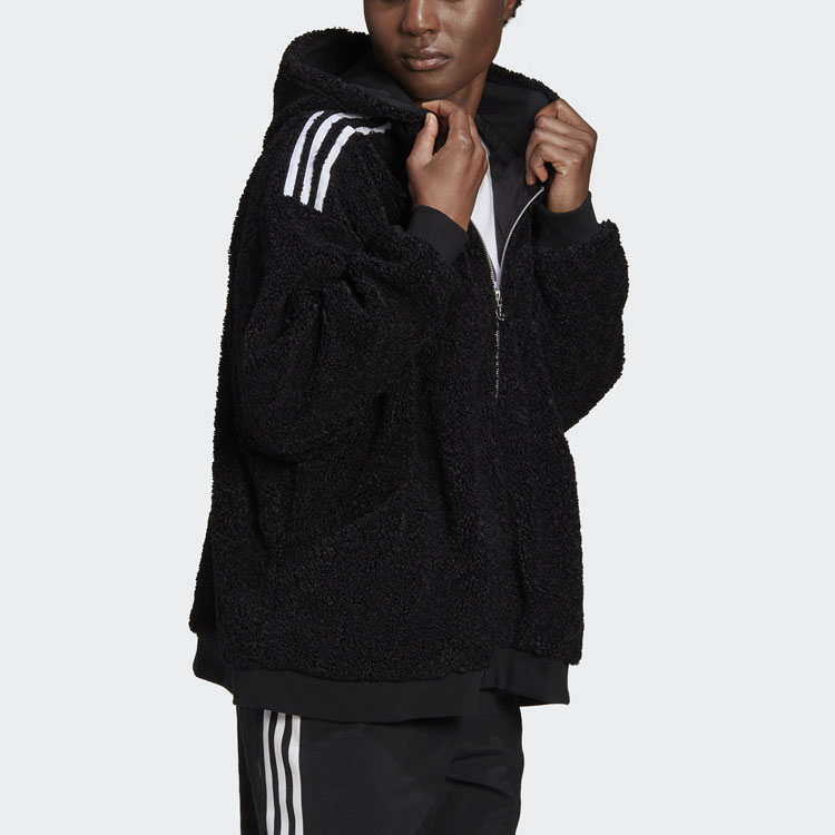 Details for (W) Adidas Originals Hoodie Jaket Fleece Hitam Pink Zipper Penuh FU3825