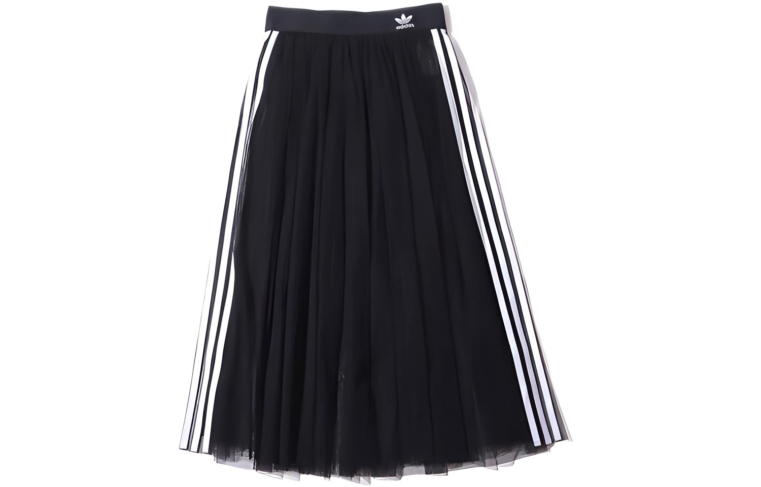 (Women) adidas Originals Black Pleated Chiffon Skirt DX3696