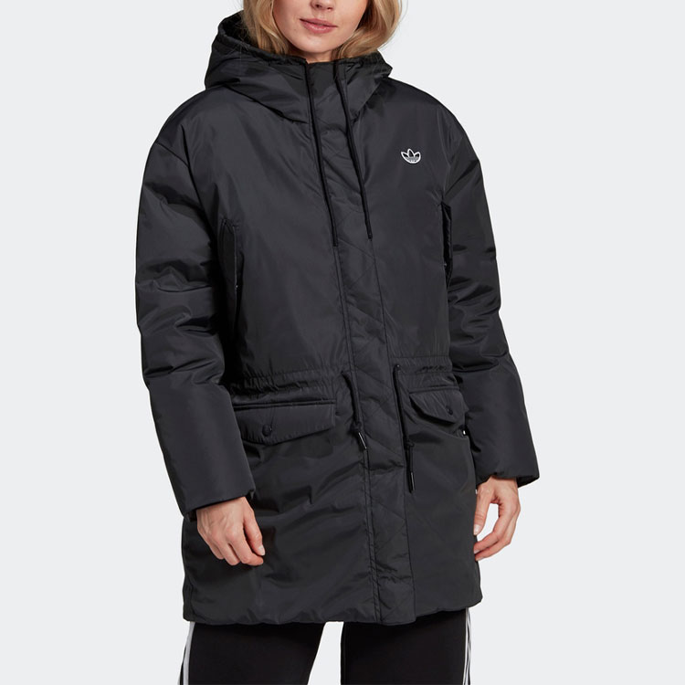 Shop (W) アディダスオリジナルス ブラック刺繍ロゴ入りダウンジャケット. GK8549