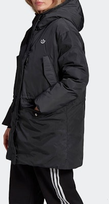 (W) アディダスオリジナルス ブラック刺繍ロゴ入りダウンジャケット. GK8549 Details for (W) アディダスオリジナルス ブラック刺繍ロゴ入りダウンジャケット. GK8549