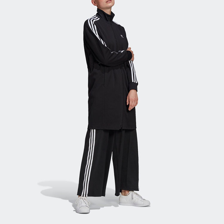 Shop (W) 아디다스 오리지널 블랙 레트로 트랙 자켓 트레포일 로고 스트라이프 GN2793