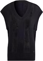 (Women) adidas Originals Black Solid Knit Loose-Fit V-Neck Vest IW0263 (Women) adidas Originals Black Solid Knit Loose-Fit V-Neck Vest IW0263