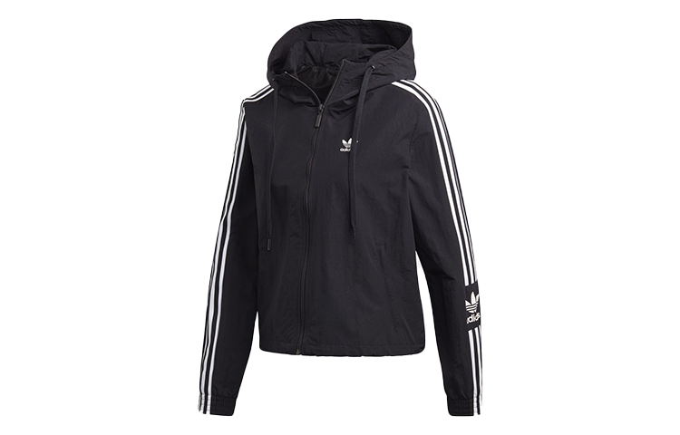 (Women) adidas Originals Black Striped Print Track Jacket Hoodie FU1731