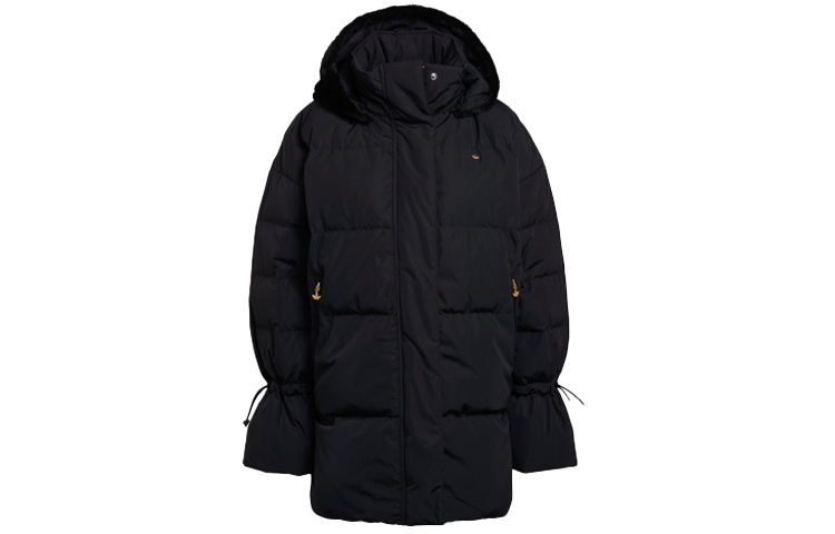 (Women) adidas Originals Black Winter Down Jacket with Fur Collar Hoodie. GU1782
