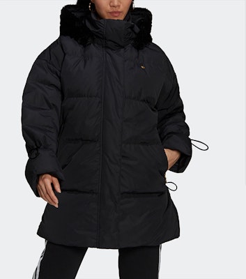 (W) 阿迪达斯三叶草黑色冬季羽绒服毛领连帽夹克. GU1782 Lookbook (W) 阿迪达斯三叶草黑色冬季羽绒服毛领连帽夹克. GU1782