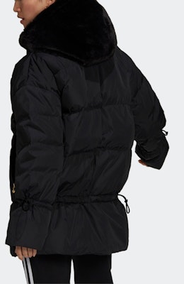 (W) 阿迪达斯三叶草黑色冬季羽绒服毛领连帽夹克. GU1782 Shop (W) 阿迪达斯三叶草黑色冬季羽绒服毛领连帽夹克. GU1782