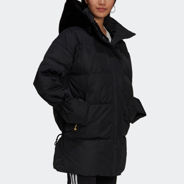 Purchase (W) 阿迪达斯三叶草黑色冬季羽绒服毛领连帽夹克. GU1782