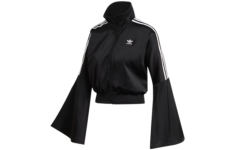 (Women) adidas Originals Black Zip-Up Track Jacket with Flared Sleeves. FL0055