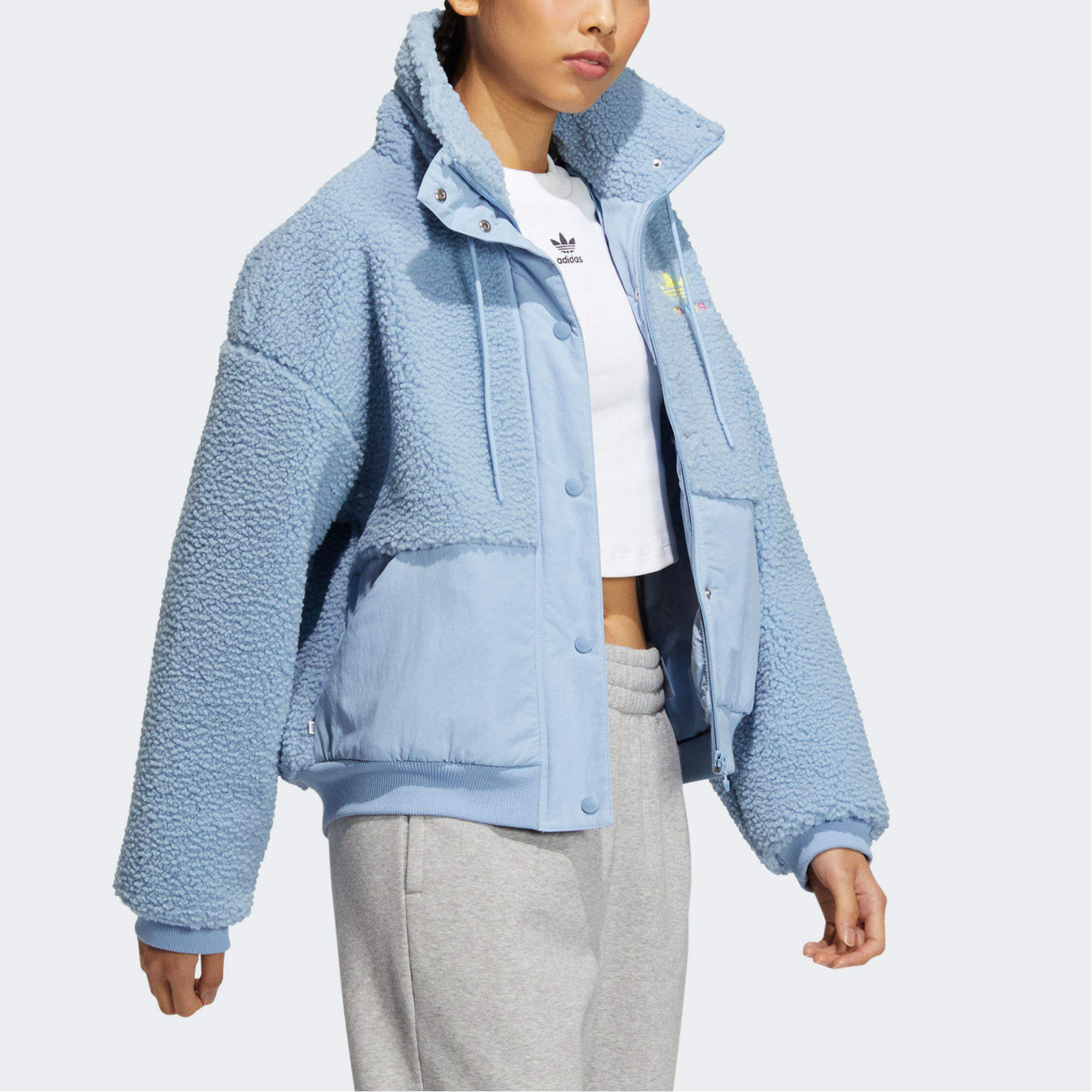 (Women) adidas Originals Blue Zip-Up Jacket with Embroidered Trefoil Logo HY1374 圖 5