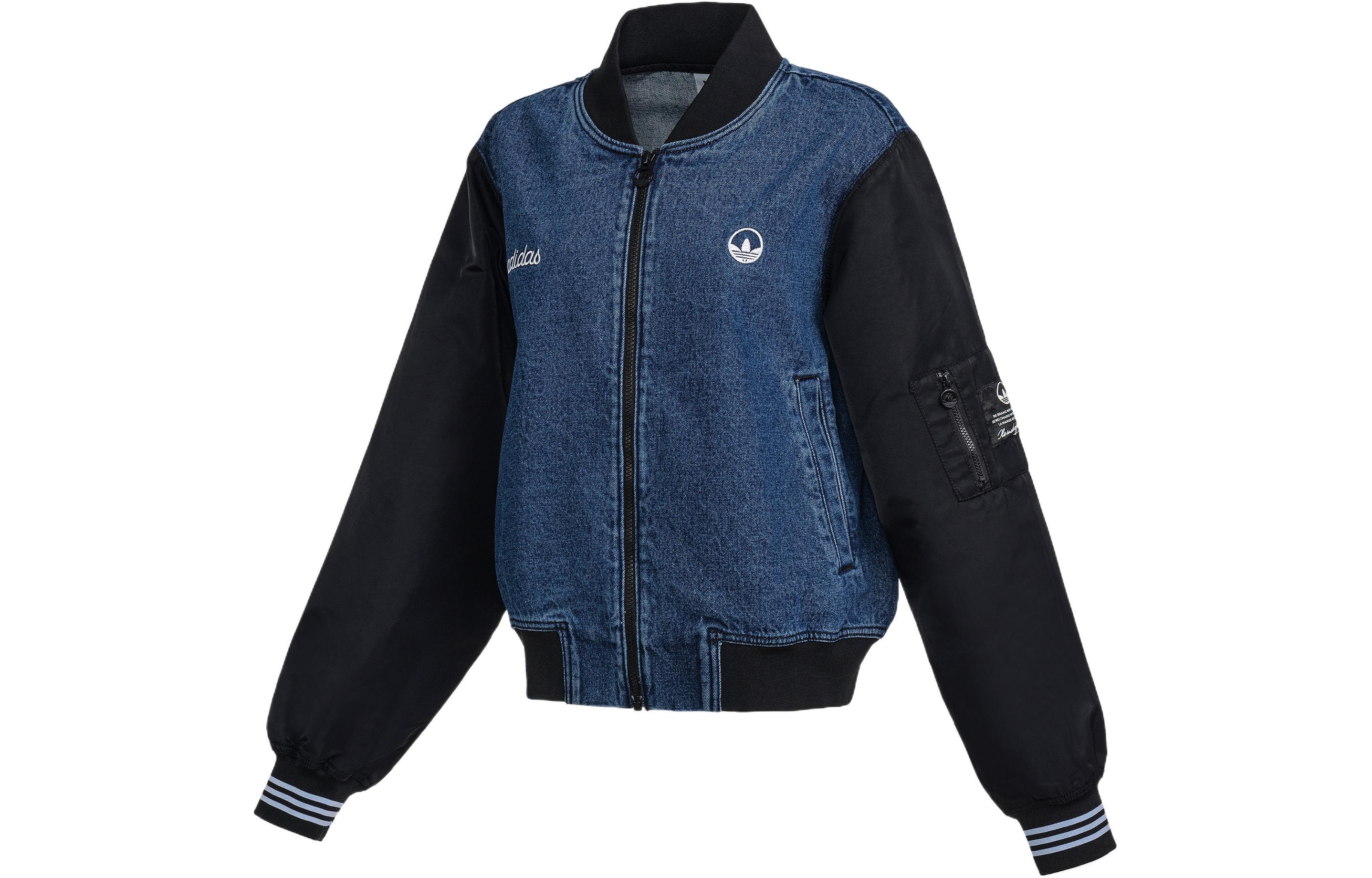 (Women) adidas Originals Collegiate Varsity Jacket Blue Logo Print Casual Style HL9069