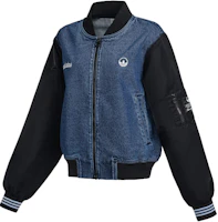 (Women) adidas Originals Collegiate Varsity Jacket Blue Logo Print Casual Style HL9069 (Women) adidas Originals Collegiate Varsity Jacket Blue Logo Print Casual Style HL9069