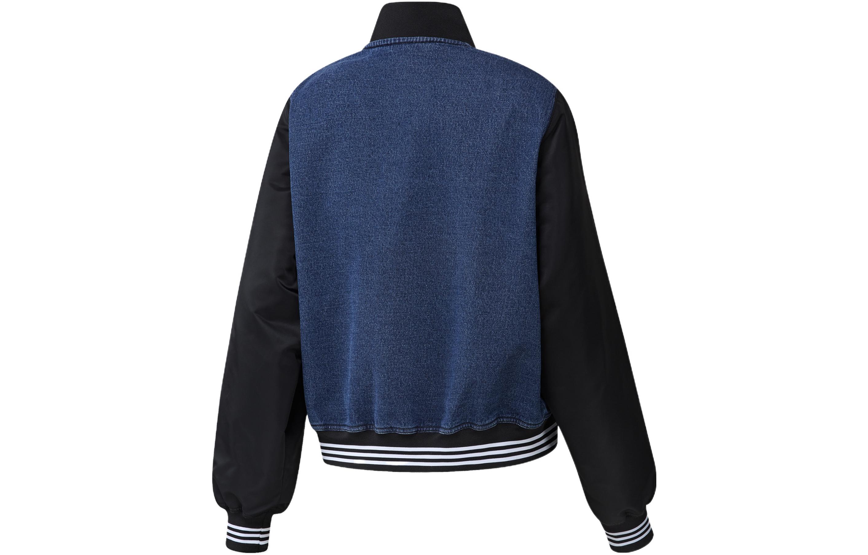 Lookbook (W) 阿迪达斯三叶草蓝色学院风棒球夹克休闲款式 HL9069