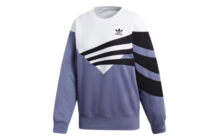(Women) adidas Originals Colorblock Sweatshirt Women Indigo/White/Black DU8474